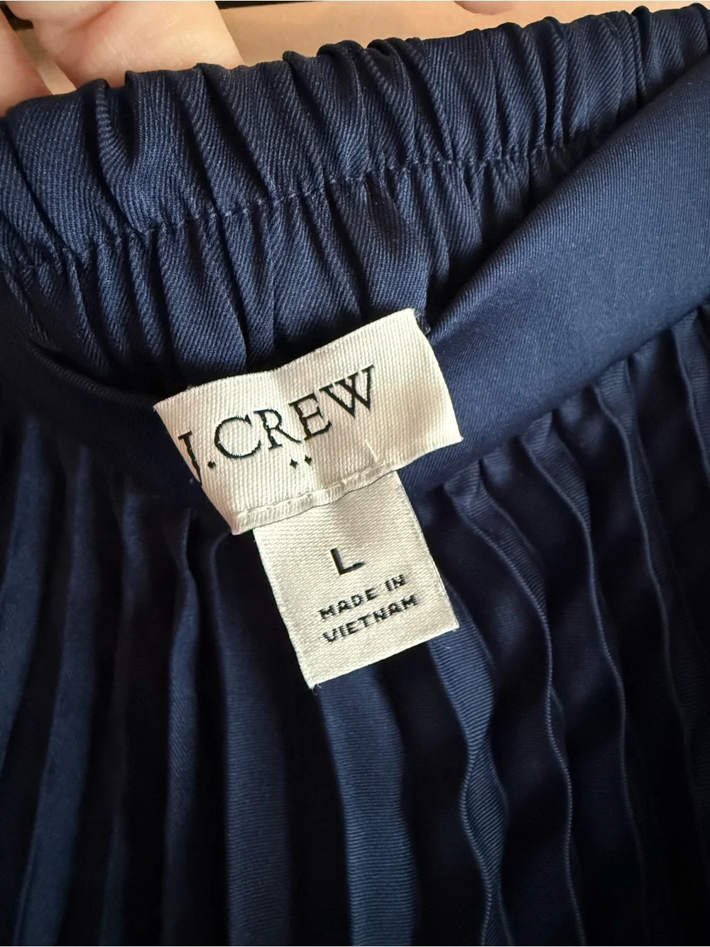 J. Crew Navy Pleated Midi Skirt